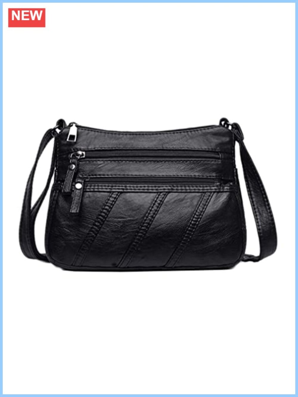 Water Silk PU Leather Crossbody Shoulder Bag Lightweight Adjustable Strap